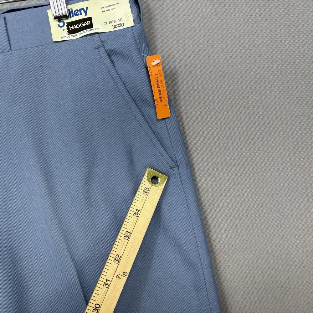 VTG 70's Gallery by Haggar 36x30 Blue Dacron Deadstock Leisure Dress Pants NWT - Picture 15 of 16